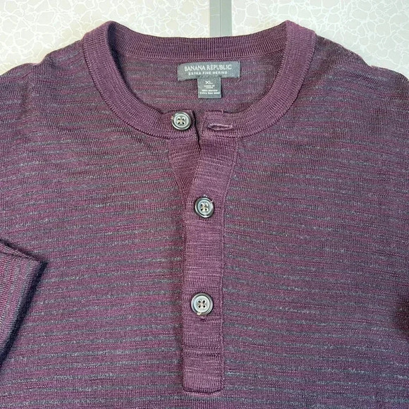 BANANA REPUBLIC Extra Fine Merino Wool Quarter Button Up Pullover Sweater sz XL - Picture 3 of 9